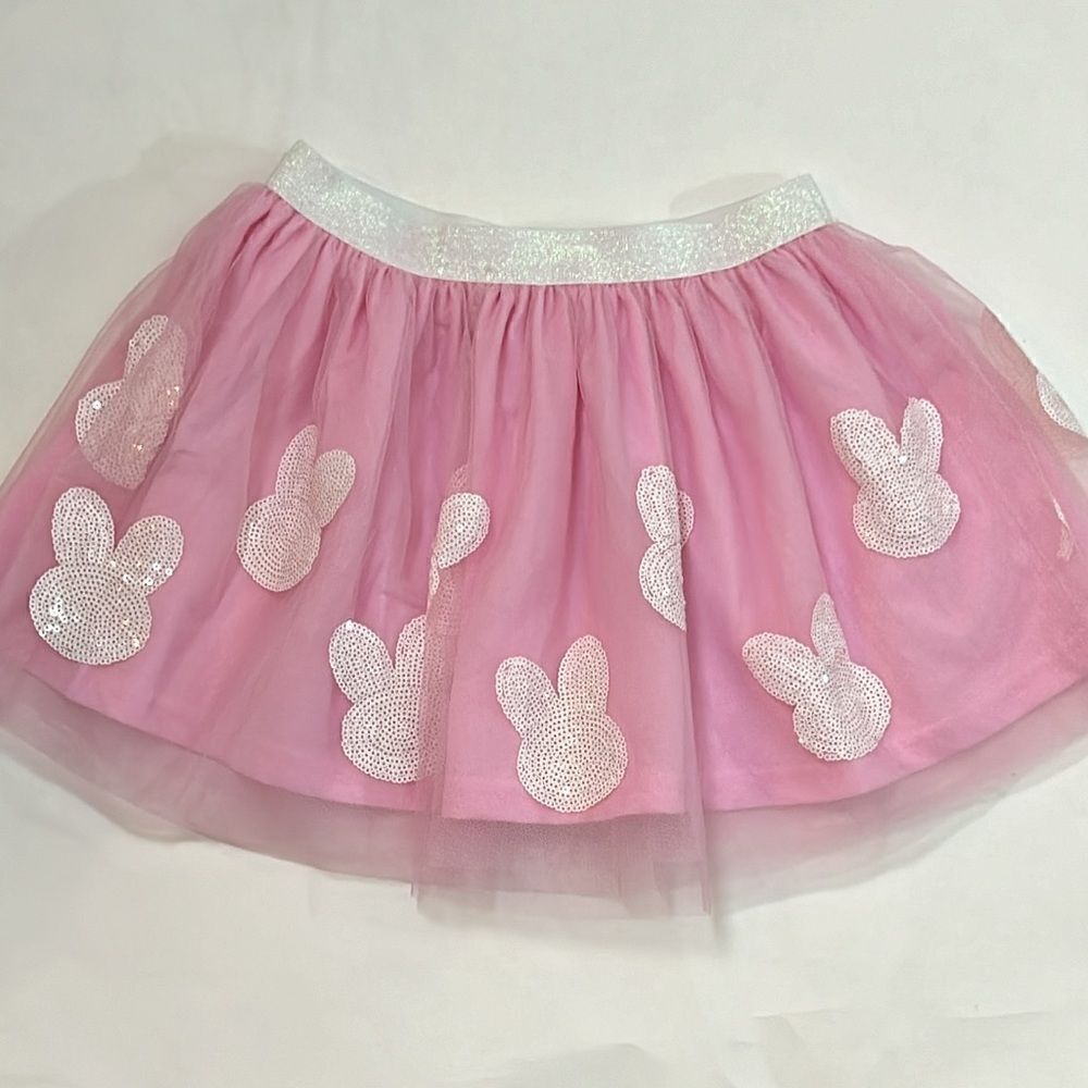 Sweet Wink Girls Pink Bunny Tutu Skirt size 4-6 sequins sparkle Easter novelty - Picture 2 of 7
